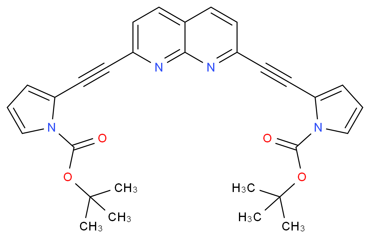 2,7-Bis-(1-tert-butoxycarbonylpyrrol-2-yl)ethynyl-1,8-naphthridine_Molecular_structure_CAS_467435-77-4)