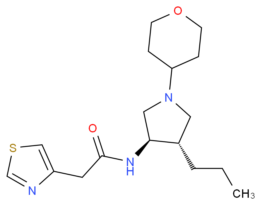 N-[(3R*,4S*)-4-propyl-1-(tetrahydro-2H-pyran-4-yl)-3-pyrrolidinyl]-2-(1,3-thiazol-4-yl)acetamide_Molecular_structure_CAS_)