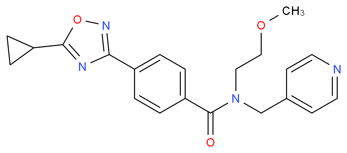 4-(5-cyclopropyl-1,2,4-oxadiazol-3-yl)-N-(2-methoxyethyl)-N-(pyridin-4-ylmethyl)benzamide_Molecular_structure_CAS_)