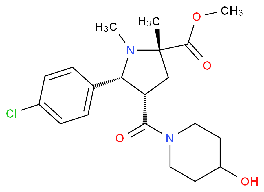 methyl (2S*,4S*,5R*)-5-(4-chlorophenyl)-4-[(4-hydroxy-1-piperidinyl)carbonyl]-1,2-dimethyl-2-pyrrolidinecarboxylate_Molecular_structure_CAS_)