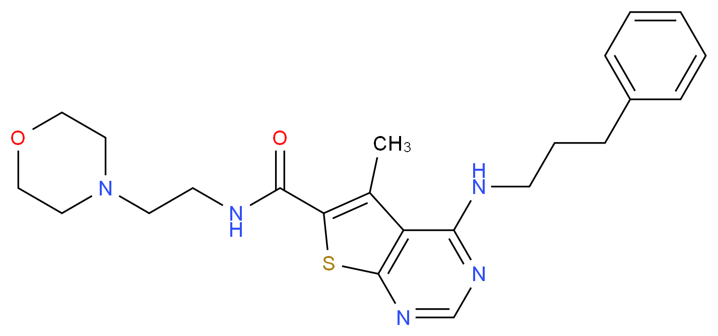 5-methyl-N-[2-(4-morpholinyl)ethyl]-4-[(3-phenylpropyl)amino]thieno[2,3-d]pyrimidine-6-carboxamide_Molecular_structure_CAS_)