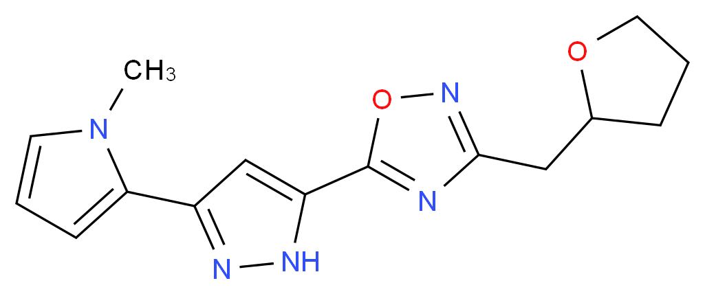5-[3-(1-methyl-1H-pyrrol-2-yl)-1H-pyrazol-5-yl]-3-(tetrahydro-2-furanylmethyl)-1,2,4-oxadiazole_Molecular_structure_CAS_)