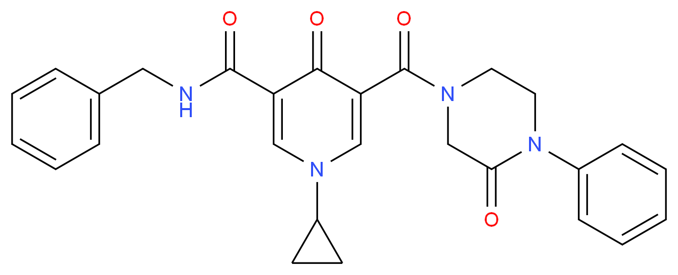 N-benzyl-1-cyclopropyl-4-oxo-5-[(3-oxo-4-phenyl-1-piperazinyl)carbonyl]-1,4-dihydro-3-pyridinecarboxamide_Molecular_structure_CAS_)