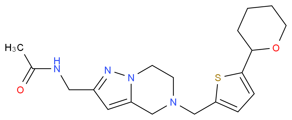 N-[(5-{[5-(tetrahydro-2H-pyran-2-yl)-2-thienyl]methyl}-4,5,6,7-tetrahydropyrazolo[1,5-a]pyrazin-2-yl)methyl]acetamide_Molecular_structure_CAS_)