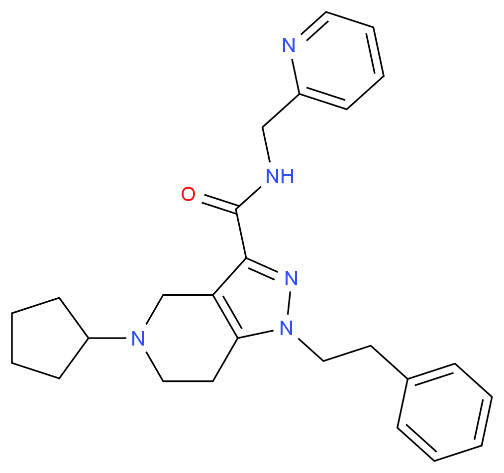 5-cyclopentyl-1-(2-phenylethyl)-N-(2-pyridinylmethyl)-4,5,6,7-tetrahydro-1H-pyrazolo[4,3-c]pyridine-3-carboxamide_Molecular_structure_CAS_)