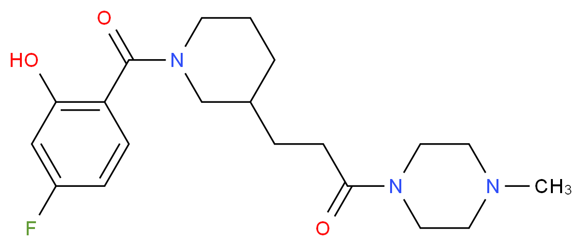 5-fluoro-2-({3-[3-(4-methylpiperazin-1-yl)-3-oxopropyl]piperidin-1-yl}carbonyl)phenol_Molecular_structure_CAS_)