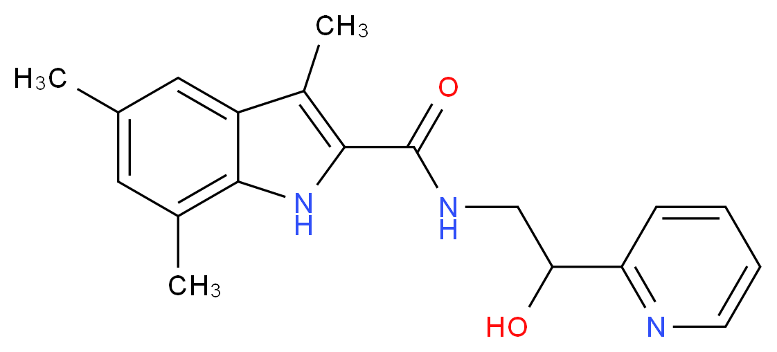 N-[2-hydroxy-2-(2-pyridinyl)ethyl]-3,5,7-trimethyl-1H-indole-2-carboxamide_Molecular_structure_CAS_)