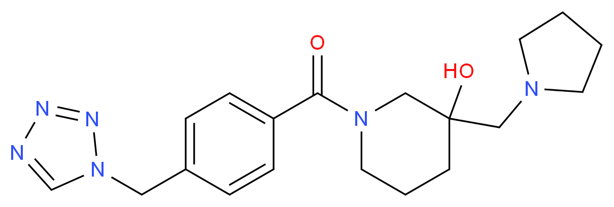 3-(pyrrolidin-1-ylmethyl)-1-[4-(1H-tetrazol-1-ylmethyl)benzoyl]piperidin-3-ol_Molecular_structure_CAS_)