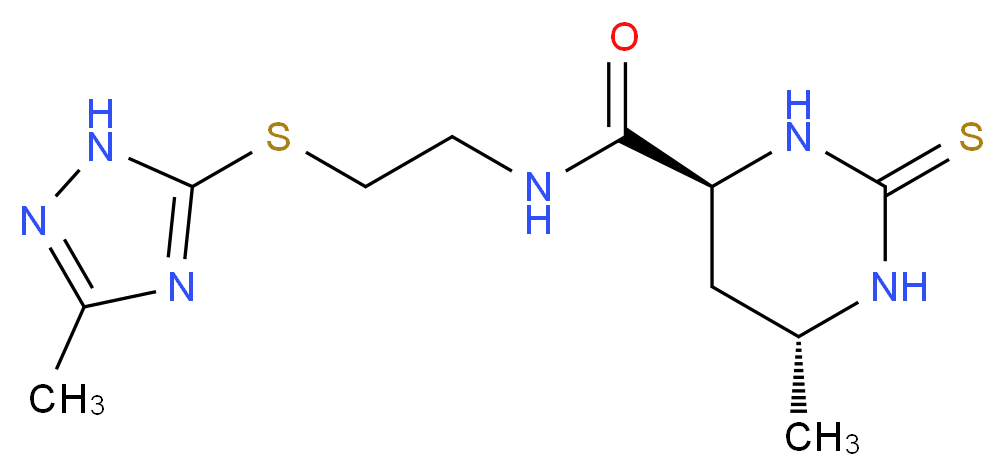 (4S*,6R*)-6-methyl-N-{2-[(3-methyl-1H-1,2,4-triazol-5-yl)thio]ethyl}-2-thioxohexahydropyrimidine-4-carboxamide_Molecular_structure_CAS_)