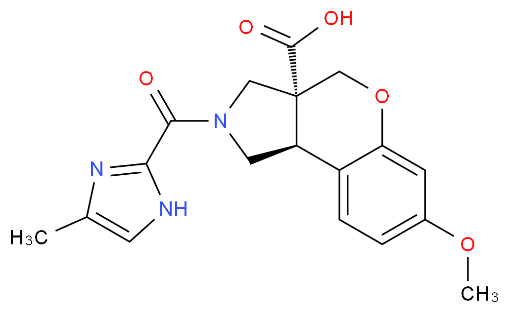 (3aR*,9bR*)-7-methoxy-2-[(4-methyl-1H-imidazol-2-yl)carbonyl]-1,2,3,9b-tetrahydrochromeno[3,4-c]pyrrole-3a(4H)-carboxylic acid_Molecular_structure_CAS_)