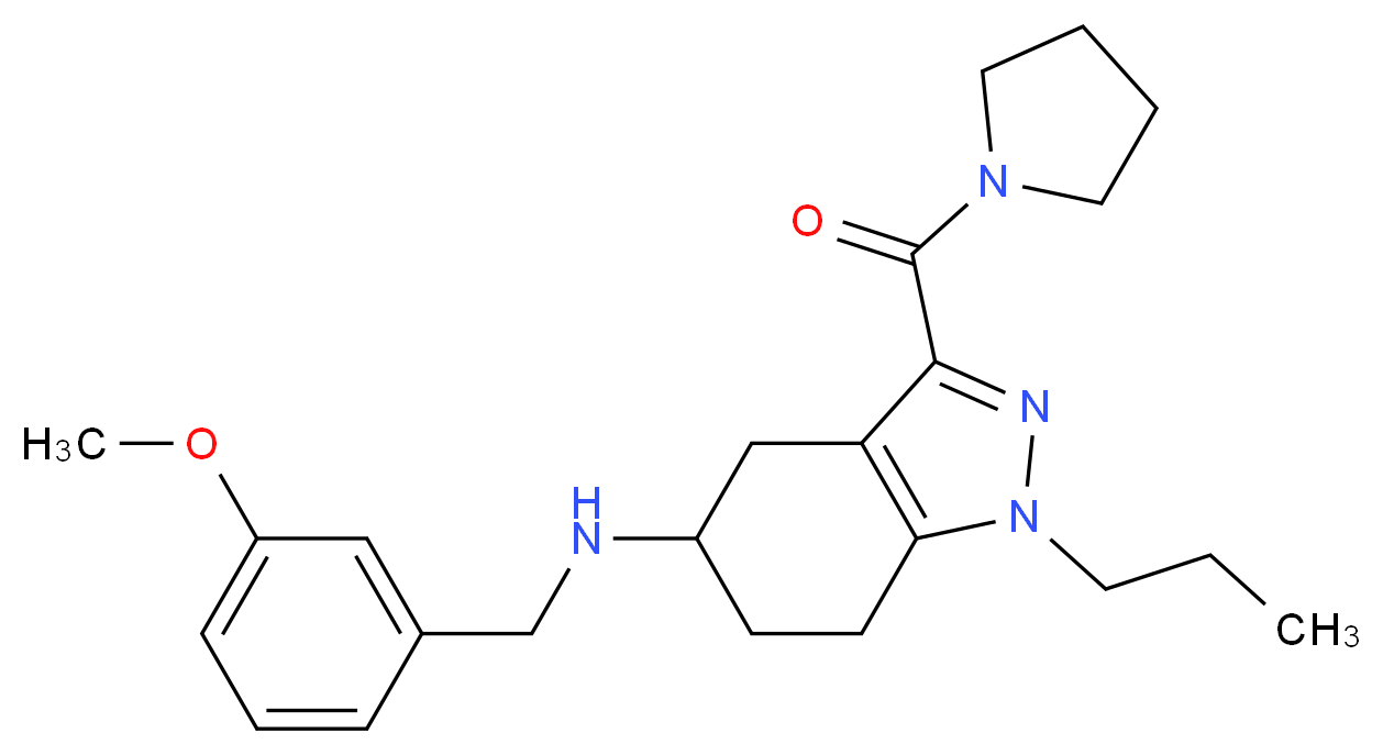 N-(3-methoxybenzyl)-1-propyl-3-(1-pyrrolidinylcarbonyl)-4,5,6,7-tetrahydro-1H-indazol-5-amine_Molecular_structure_CAS_)