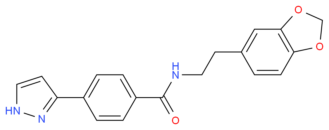N-[2-(1,3-benzodioxol-5-yl)ethyl]-4-(1H-pyrazol-3-yl)benzamide_Molecular_structure_CAS_)