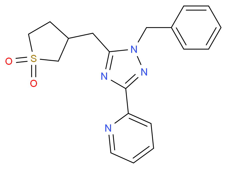 2-{1-benzyl-5-[(1,1-dioxidotetrahydro-3-thienyl)methyl]-1H-1,2,4-triazol-3-yl}pyridine_Molecular_structure_CAS_)