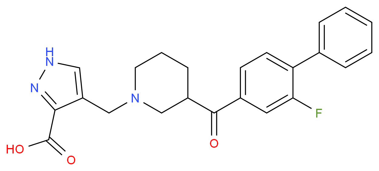 4-({3-[(2-fluorobiphenyl-4-yl)carbonyl]piperidin-1-yl}methyl)-1H-pyrazole-3-carboxylic acid_Molecular_structure_CAS_)