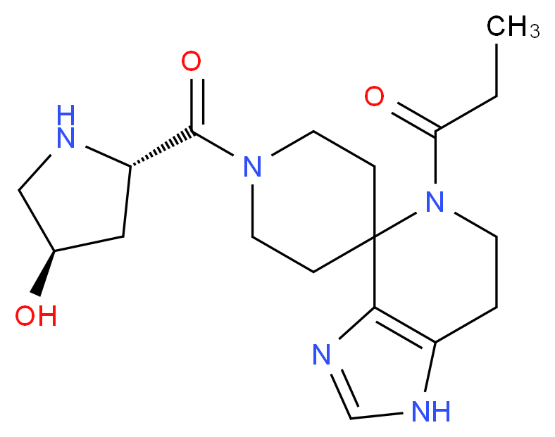 (3R,5S)-5-[(5-propionyl-1,5,6,7-tetrahydro-1'H-spiro[imidazo[4,5-c]pyridine-4,4'-piperidin]-1'-yl)carbonyl]pyrrolidin-3-ol_Molecular_structure_CAS_)