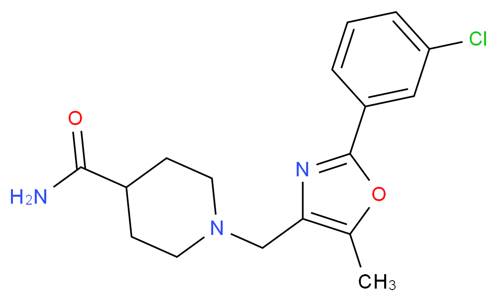 1-{[2-(3-chlorophenyl)-5-methyl-1,3-oxazol-4-yl]methyl}piperidine-4-carboxamide_Molecular_structure_CAS_)