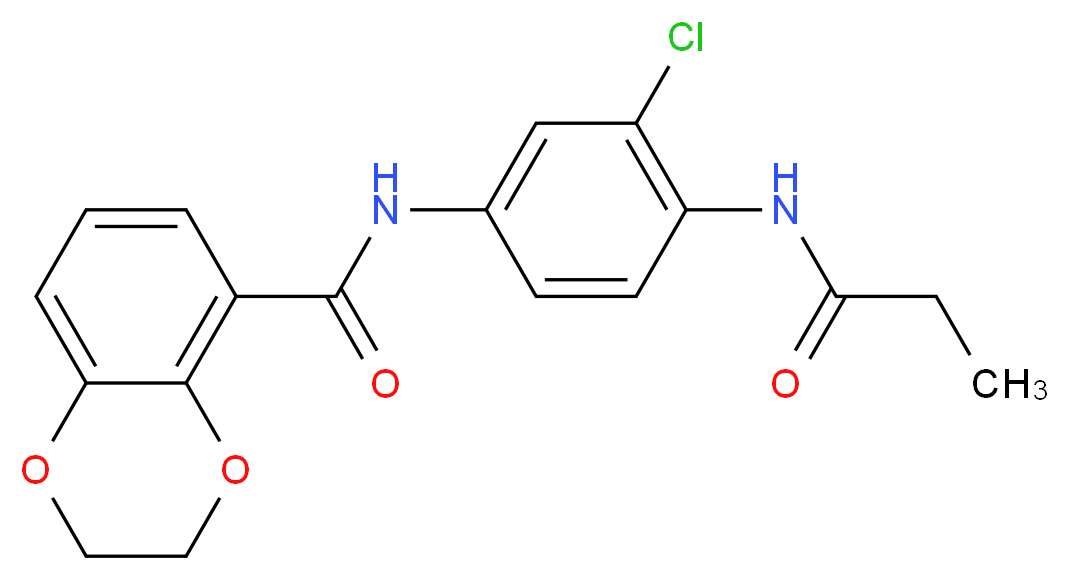 N-[3-chloro-4-(propionylamino)phenyl]-2,3-dihydro-1,4-benzodioxine-5-carboxamide_Molecular_structure_CAS_)