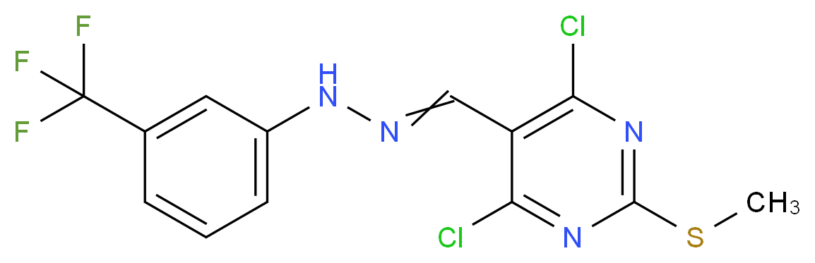 4,6-dichloro-2-(methylthio)pyrimidine-5-carboxaldehyde 5-[3-(trifluoromethyl)phenyl]hydrazone_Molecular_structure_CAS_)