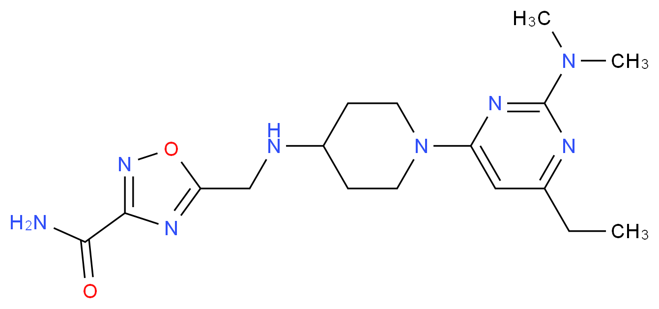 5-[({1-[2-(dimethylamino)-6-ethylpyrimidin-4-yl]piperidin-4-yl}amino)methyl]-1,2,4-oxadiazole-3-carboxamide_Molecular_structure_CAS_)