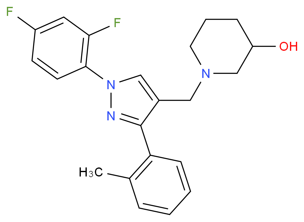 1-{[1-(2,4-difluorophenyl)-3-(2-methylphenyl)-1H-pyrazol-4-yl]methyl}-3-piperidinol_Molecular_structure_CAS_)