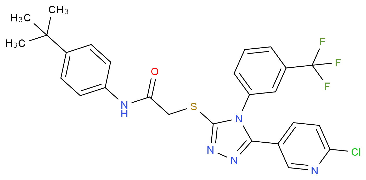 N1-[4-(tert-butyl)phenyl]-2-({5-(6-chloro-3-pyridyl)-4-[3-(trifluoromethyl)phenyl]-4H-1,2,4-triazol-3-yl}thio)acetamide_Molecular_structure_CAS_)
