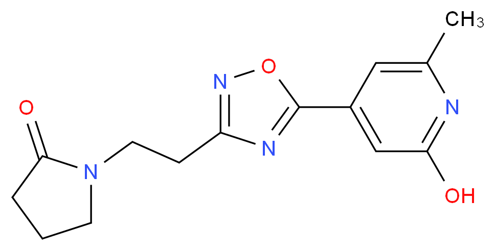 1-{2-[5-(2-hydroxy-6-methyl-4-pyridinyl)-1,2,4-oxadiazol-3-yl]ethyl}-2-pyrrolidinone_Molecular_structure_CAS_)