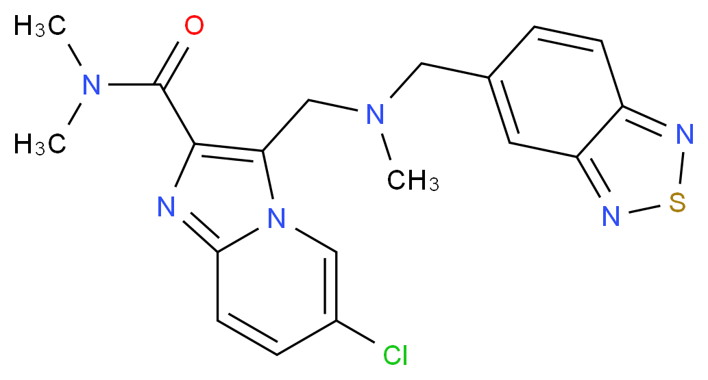 3-{[(2,1,3-benzothiadiazol-5-ylmethyl)(methyl)amino]methyl}-6-chloro-N,N-dimethylimidazo[1,2-a]pyridine-2-carboxamide_Molecular_structure_CAS_)