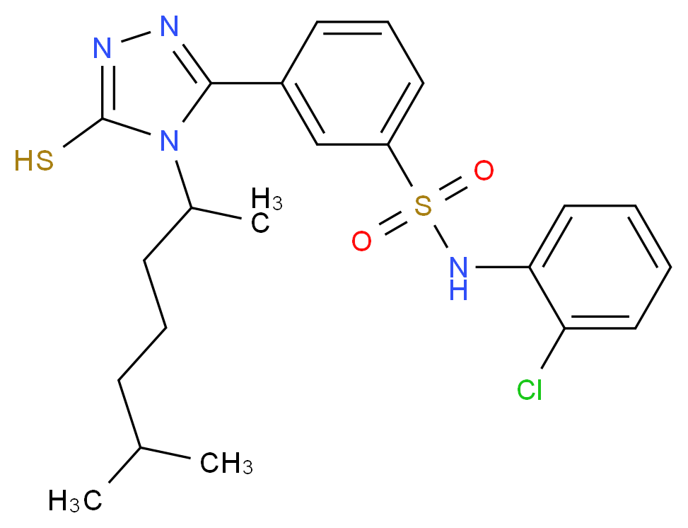 N-(2-Chloro-phenyl)-3-[4-(1,5-dimethyl-hexyl)-5-mercapto-4H-[1,2,4]triazol-3-yl]-benzenesulfonamide_Molecular_structure_CAS_)