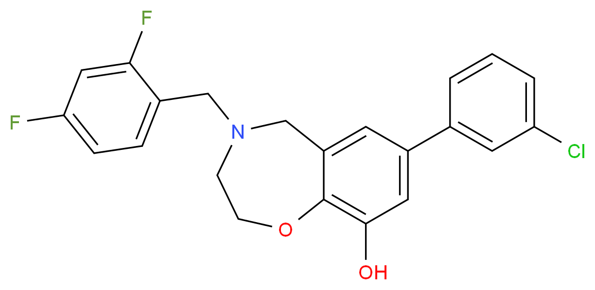 7-(3-chlorophenyl)-4-(2,4-difluorobenzyl)-2,3,4,5-tetrahydro-1,4-benzoxazepin-9-ol_Molecular_structure_CAS_)