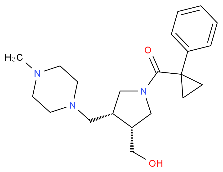 {(3R*,4R*)-4-[(4-methyl-1-piperazinyl)methyl]-1-[(1-phenylcyclopropyl)carbonyl]-3-pyrrolidinyl}methanol_Molecular_structure_CAS_)