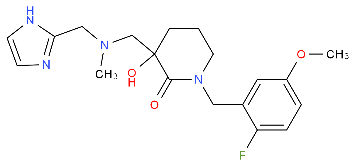 1-(2-fluoro-5-methoxybenzyl)-3-hydroxy-3-{[(1H-imidazol-2-ylmethyl)(methyl)amino]methyl}piperidin-2-one_Molecular_structure_CAS_)