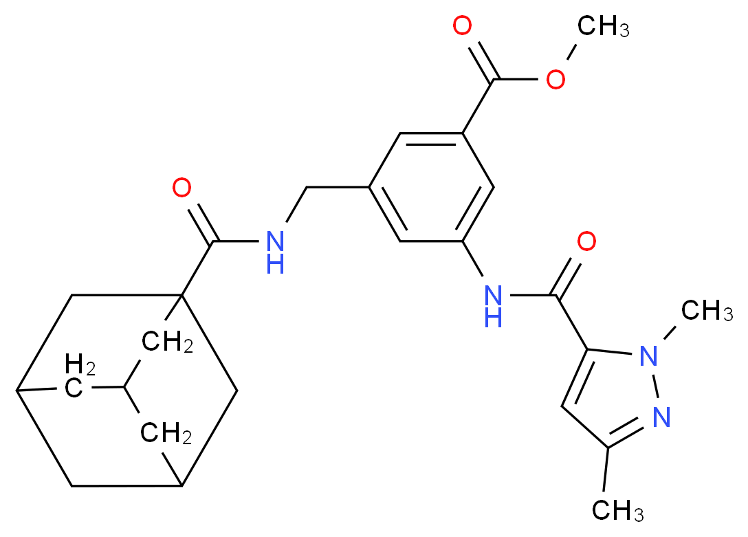 methyl 3-{[(1-adamantylcarbonyl)amino]methyl}-5-{[(1,3-dimethyl-1H-pyrazol-5-yl)carbonyl]amino}benzoate_Molecular_structure_CAS_)