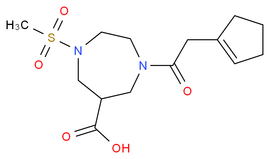 1-(cyclopent-1-en-1-ylacetyl)-4-(methylsulfonyl)-1,4-diazepane-6-carboxylic acid_Molecular_structure_CAS_)