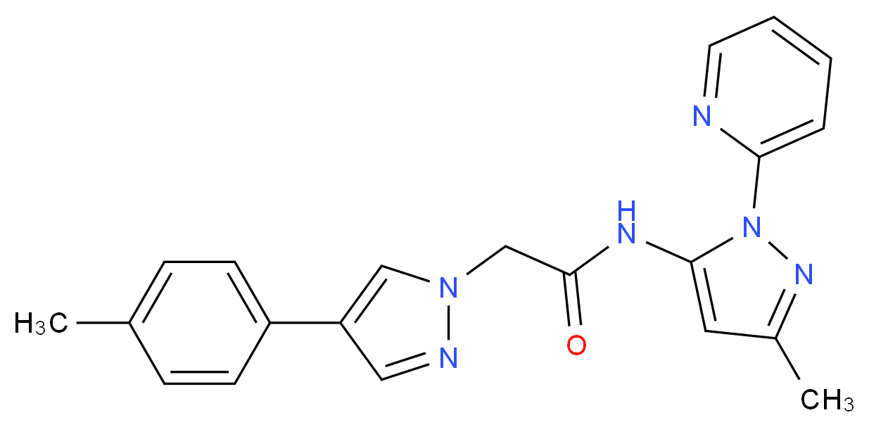 2-[4-(4-methylphenyl)-1H-pyrazol-1-yl]-N-(3-methyl-1-pyridin-2-yl-1H-pyrazol-5-yl)acetamide_Molecular_structure_CAS_)