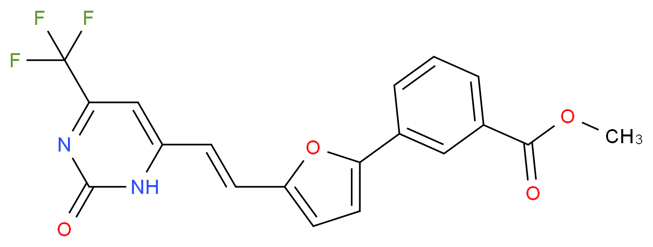 Methyl 3-(5-{(E)-2-[2-oxo-6-(trifluoromethyl)-2,3-dihydropyrimidin-4-yl]vinyl}-2-furyl)benzoate_Molecular_structure_CAS_385376-07-8)