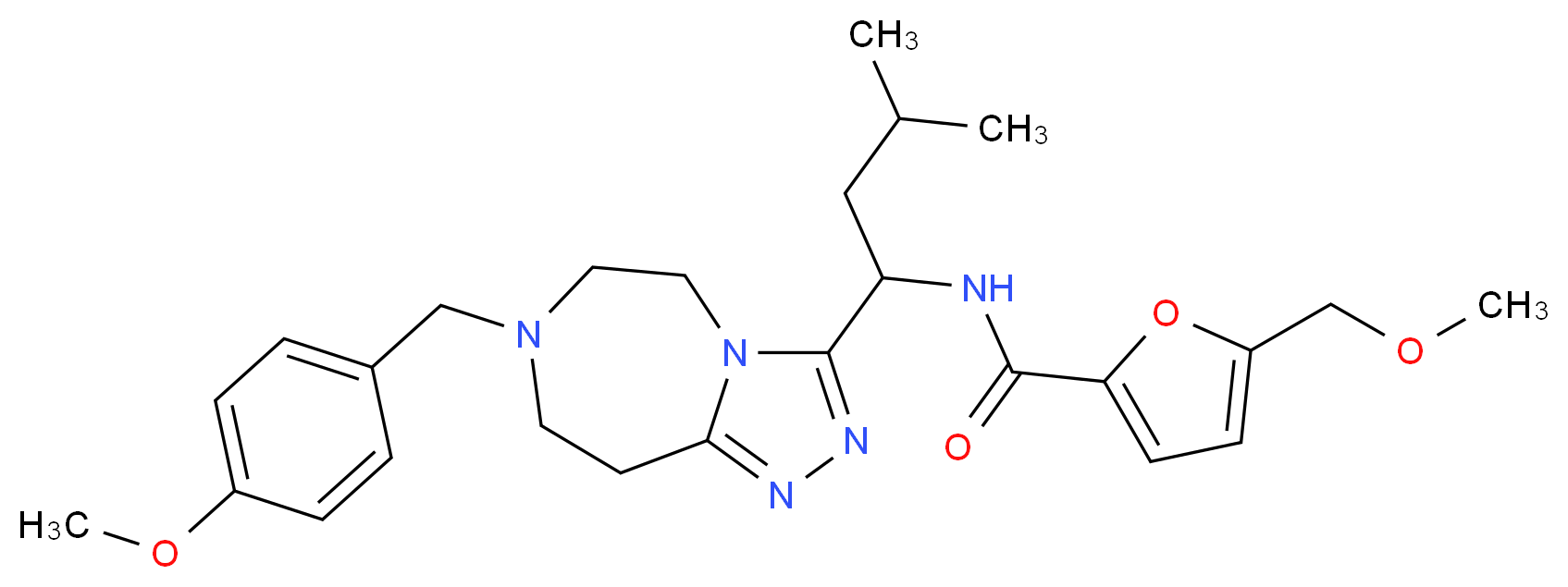 N-{1-[7-(4-methoxybenzyl)-6,7,8,9-tetrahydro-5H-[1,2,4]triazolo[4,3-d][1,4]diazepin-3-yl]-3-methylbutyl}-5-(methoxymethyl)-2-furamide_Molecular_structure_CAS_)