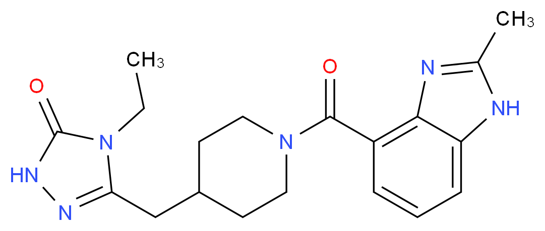 4-ethyl-5-({1-[(2-methyl-1H-benzimidazol-4-yl)carbonyl]piperidin-4-yl}methyl)-2,4-dihydro-3H-1,2,4-triazol-3-one_Molecular_structure_CAS_)
