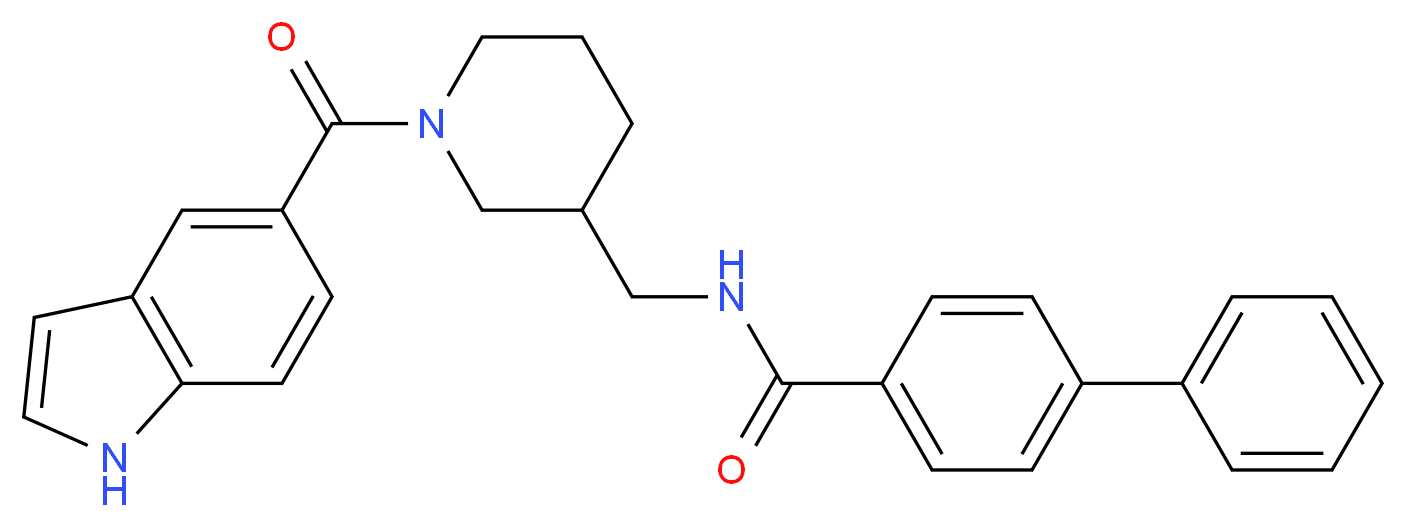 N-{[1-(1H-indol-5-ylcarbonyl)-3-piperidinyl]methyl}-4-biphenylcarboxamide_Molecular_structure_CAS_)