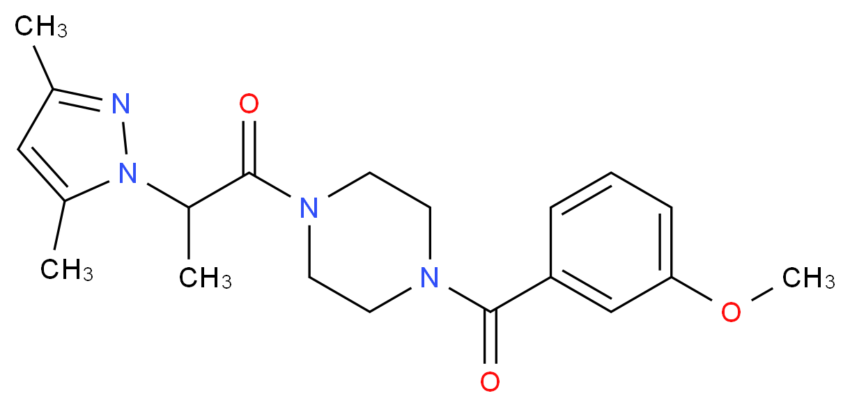 1-[2-(3,5-dimethyl-1H-pyrazol-1-yl)propanoyl]-4-(3-methoxybenzoyl)piperazine_Molecular_structure_CAS_)