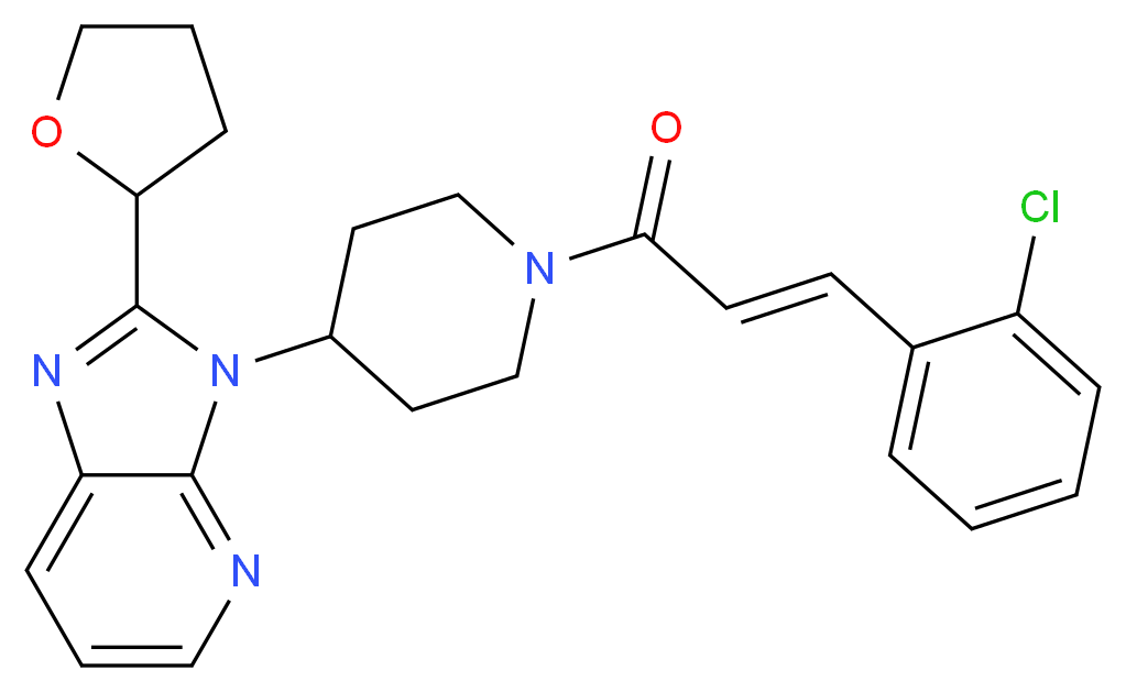 3-{1-[(2E)-3-(2-chlorophenyl)-2-propenoyl]-4-piperidinyl}-2-(tetrahydro-2-furanyl)-3H-imidazo[4,5-b]pyridine_Molecular_structure_CAS_)