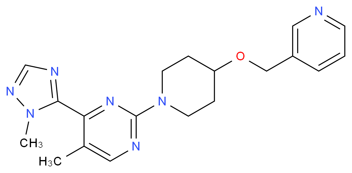 5-methyl-4-(1-methyl-1H-1,2,4-triazol-5-yl)-2-[4-(3-pyridinylmethoxy)-1-piperidinyl]pyrimidine_Molecular_structure_CAS_)