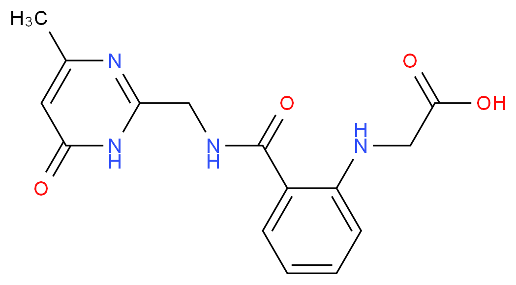 {[2-({[(4-methyl-6-oxo-1,6-dihydropyrimidin-2-yl)methyl]amino}carbonyl)phenyl]amino}acetic acid_Molecular_structure_CAS_)