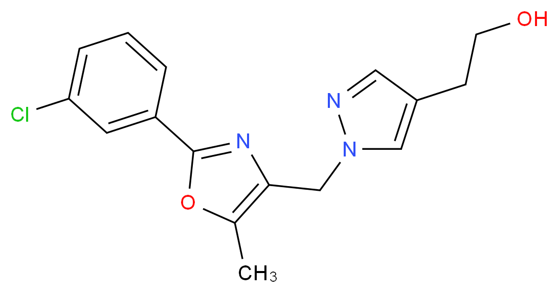 2-(1-{[2-(3-chlorophenyl)-5-methyl-1,3-oxazol-4-yl]methyl}-1H-pyrazol-4-yl)ethanol_Molecular_structure_CAS_)