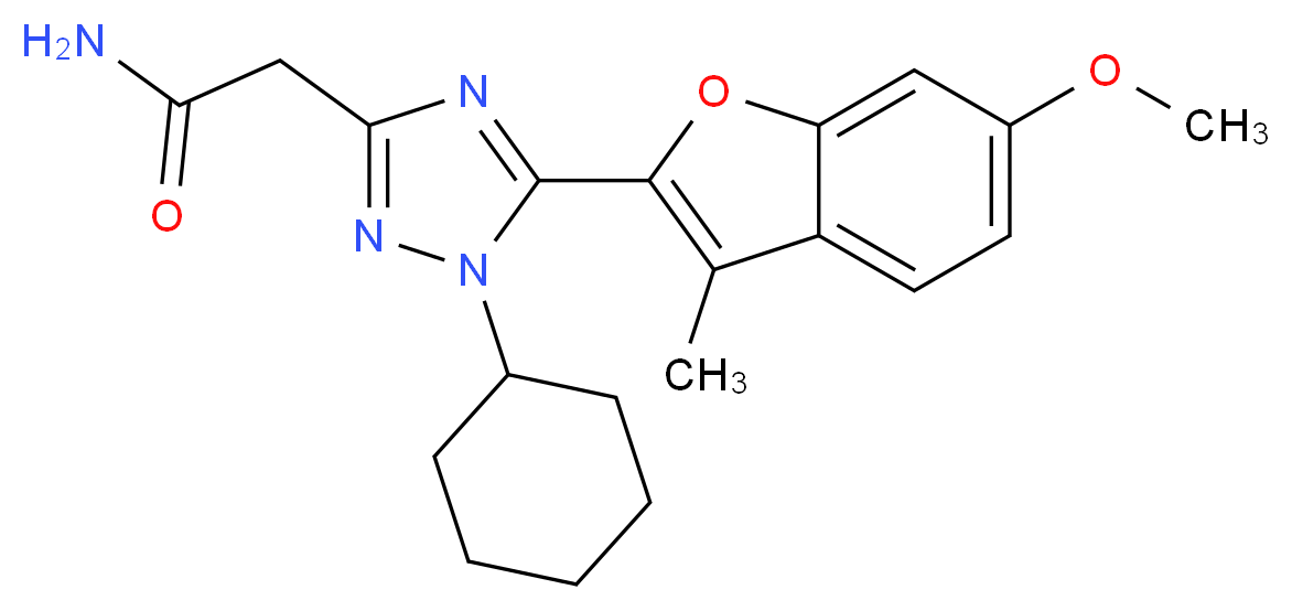 2-[1-cyclohexyl-5-(6-methoxy-3-methyl-1-benzofuran-2-yl)-1H-1,2,4-triazol-3-yl]acetamide_Molecular_structure_CAS_)