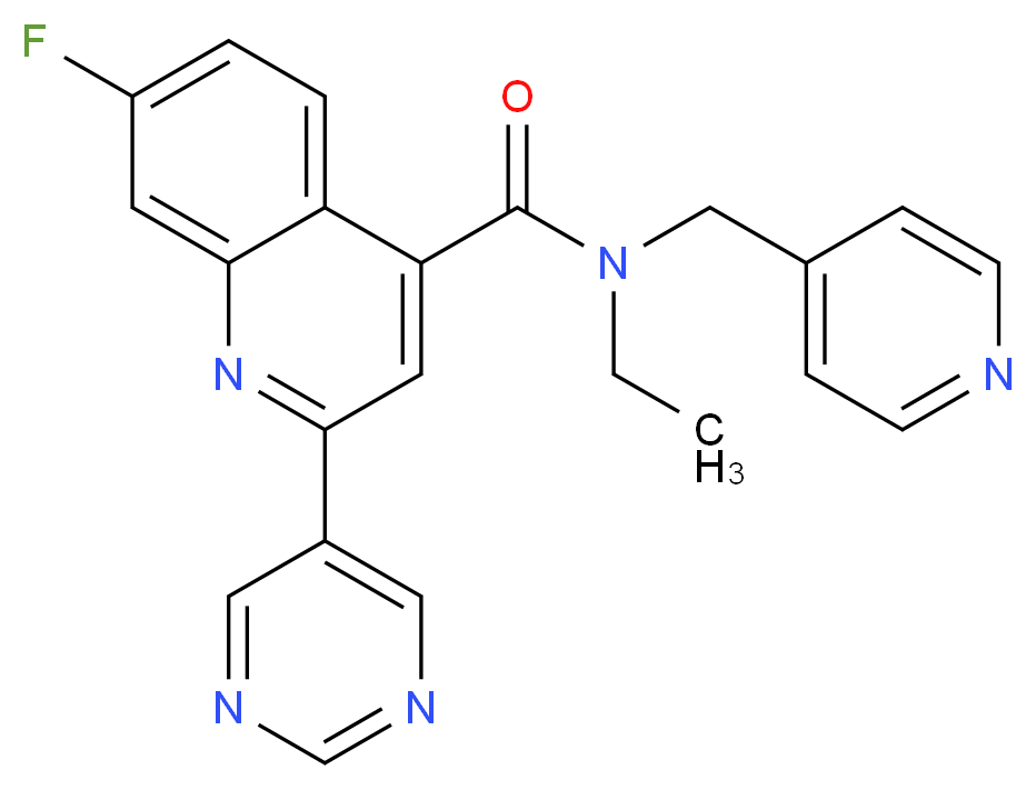 N-ethyl-7-fluoro-N-(pyridin-4-ylmethyl)-2-pyrimidin-5-ylquinoline-4-carboxamide_Molecular_structure_CAS_)