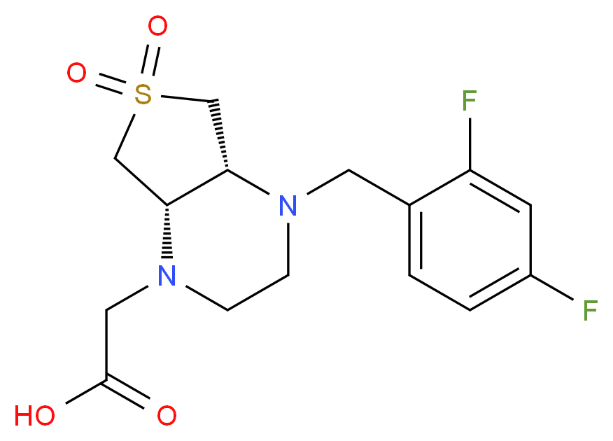 [(4aR*,7aS*)-4-(2,4-difluorobenzyl)-6,6-dioxidohexahydrothieno[3,4-b]pyrazin-1(2H)-yl]acetic acid_Molecular_structure_CAS_)