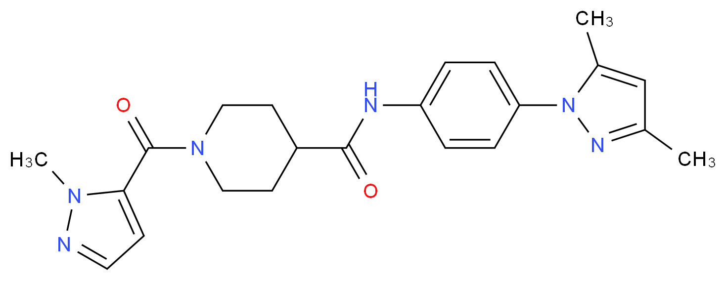 N-[4-(3,5-dimethyl-1H-pyrazol-1-yl)phenyl]-1-[(1-methyl-1H-pyrazol-5-yl)carbonyl]-4-piperidinecarboxamide_Molecular_structure_CAS_)