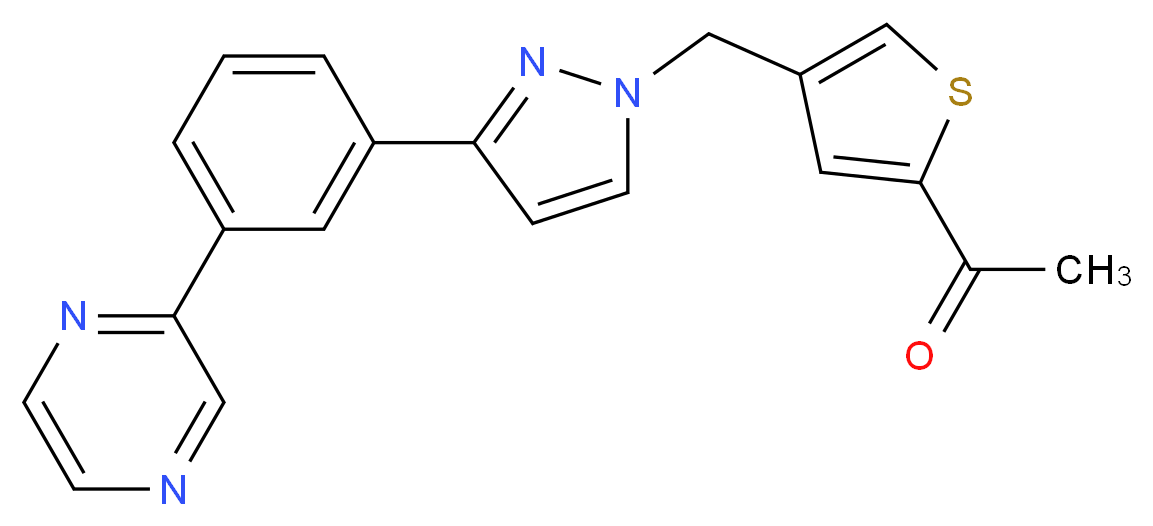1-[4-({3-[3-(2-pyrazinyl)phenyl]-1H-pyrazol-1-yl}methyl)-2-thienyl]ethanone_Molecular_structure_CAS_)