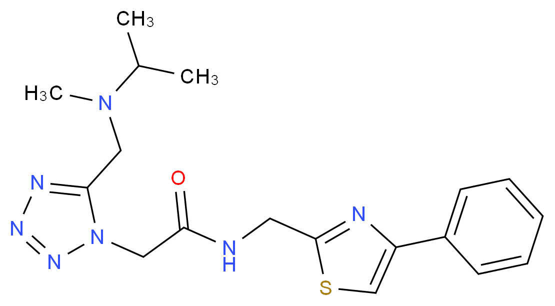 2-(5-{[isopropyl(methyl)amino]methyl}-1H-tetrazol-1-yl)-N-[(4-phenyl-1,3-thiazol-2-yl)methyl]acetamide_Molecular_structure_CAS_)