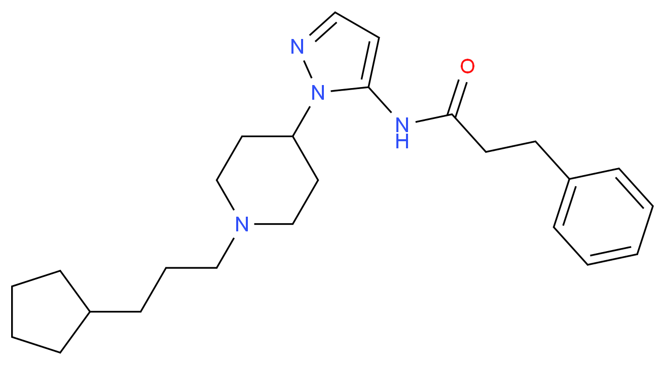 N-{1-[1-(3-cyclopentylpropyl)-4-piperidinyl]-1H-pyrazol-5-yl}-3-phenylpropanamide_Molecular_structure_CAS_)